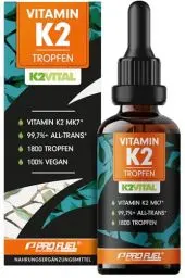 Produktbild: Vitamin K2 Tropfen hochdosiert 1800x (50ml) - 200 µg Vitamin K2 MK7, K2VITAL® Premium Vitamin K2 hochdosiert von Kappa mit 99,7+% all-trans-Gehalt - laborgeprüft, 100% vegan