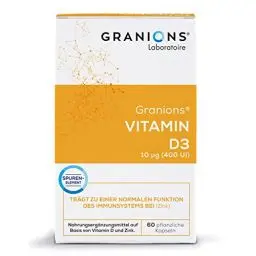 Produktbild: Vitamine D3 | Immunitätsabwehr & Knochenkapital | 100% Natürlichen Ursprungs | 60 vegetarische Kapseln | ECO 2 Monate Format | Granions