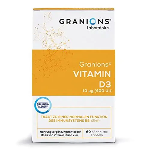 Produktbild: Vitamine D3 | Immunitätsabwehr & Knochenkapital | 100% Natürlichen Ursprungs | 60 vegetarische Kapseln | ECO 2 Monate Format | Granions