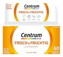 Produktbild: Vitamine - Centrum Frisch & Fruchtig Multivitamin - Leckeres, hochwertiges Nahrungsergänzungsmittel mit Mikronährstoffen – Für die ganze Familie – Vitamine, Mineralstoffe, Spurenelemente – 60 St.