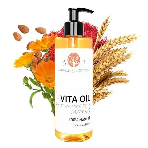Produktbild: VITA-OIL Anti-Stretch Marks Öl (Schwangerschaft). Hautregenerator. Verringert Narben und Flecken auf der Haut. Versorgt trockene Haut mit Feuchtigkeit. 100% natürliches Öl - 200 ml