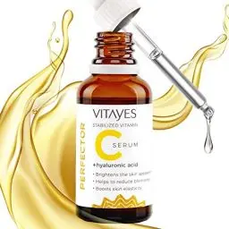 Produktbild: Vitayes hochwertiges Vitamin C Serum mit Hyaluronsäure, 30ml, hochdosiert, vegan, Augenpartie, Anti Falten/Age, gegen Pigmentflecken, Dermaroller geeignet, Bio Pflegeprodukt, ohne Plastik