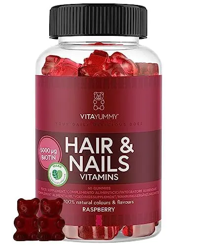 Produktbild: VitaYummy Haar Vitamine Gummies - Biotin Hochdosiert (5000μg) - Multivitamine Gummibärchen für Frauen -Nahrungsergänzungsmitte Biotin Haare Haut Nägel - 60 Hair Vitamin Gummies - 1 Monat