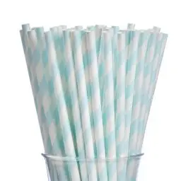 Produktbild: VITEVER 100 Stück Hellblau-Weiß Gestreifte Papierstrohhalme, Dauerhaft Recycling Trinkhalme Papier für Weihnachten, Geburtstag, Neujahr, Party-Deko-Zubehör