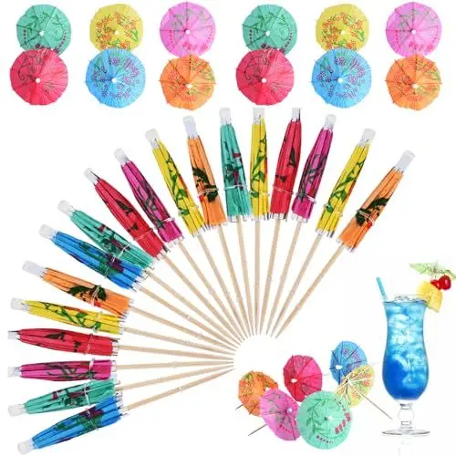 Produktbild: VITEVER 25PCS Cocktail Schirmchen Cocktail Zubehör Papierschirmchen, Bunte Cocktailschirmchen Cocktail Dekoration Papier für Bar Deko Cocktailzubehör Trinkfrüchte Essen Wein Party