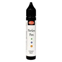 Produktbild: Viva Decor®️ Perlen Pen (Schwarz, 28 ml) 3D Pearl Pen - T Shirt Marker zum Bemalen von Stoff und Textilien - Deko Farben - Stifte Perlen - Made in Germany