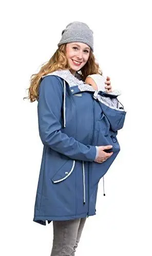 Produktbild: Viva la Mama - Umstandsjacke Tragejacke mit Einsatz Softshell Rücken Bauch Tragen - PINA schieferblau - XL
