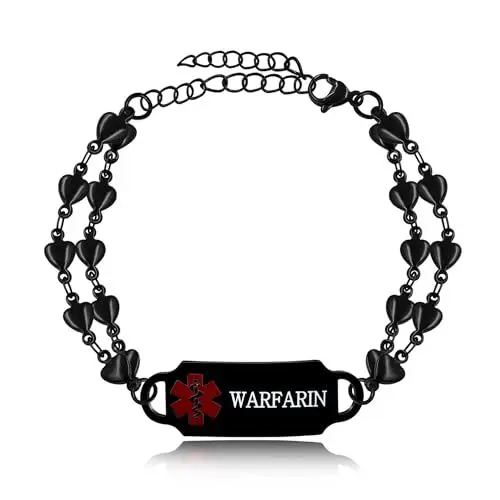 Produktbild: Vivaday WARFARIN Anpassbares medizinisches Erkrankungs-Erkennungs-Armband | Notfallkontakt-Symbol-Armbänder | Wechselbares Accessoire Expedition-Ausrüstung Erste-Hilfe-Schmuck YA5199