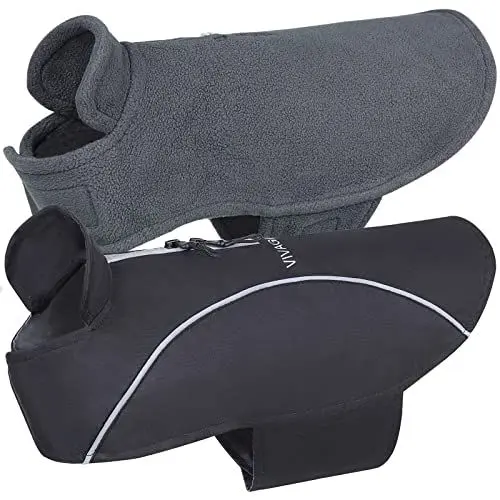 Produktbild: VIVAGLORY 3-in-1-Hundemäntel mit Fleecefutter, Reflektierend Wasserfest Hundemantel für kaltes Wetters, Windjacke, Warmer Pullover mit Leinenportal, Hunde Wintermäntel für Große Hunde