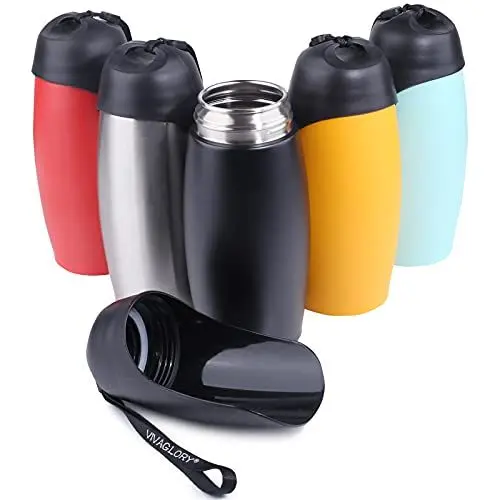 Produktbild: VIVAGLORY Pawhike Hundetrinkflasche, Hunde Trinkflasche für Unterwegs, Hundetrinkflasche, Edelstahl & Tragbare, 750ml, Schwarz