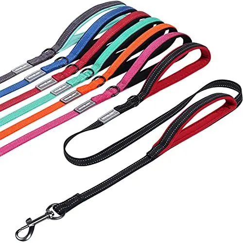 Produktbild: VIVAGLORY Hundeleine mit Zwei Griffen, für Training und Spazierengehen, mit Griff für den Verkehr, Hundeleine mit Griffen, reflektierende Sicherheit, Bequeme Hund Leine, 1.8 m x 1.4 cm, Schwarz