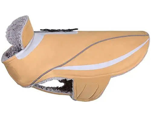 Produktbild: VIVAGLORY Hundemantel, Leichtgewichtig Kuschelig Hundejacke Fleece Für Den Spätherbst und den Frühwinter, Wasserbeständig Hundefleeceweste für Gehen Training für Mittel Hunde, Khaki