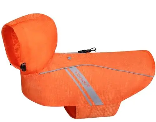 Produktbild: VIVAGLORY Wetoff Hunderegenmantel, Regenmantel Hund für Winter, Hunderegenjacke, Wasserdicht & Reflektierend Gefütterter Regenschutz, M, Orange