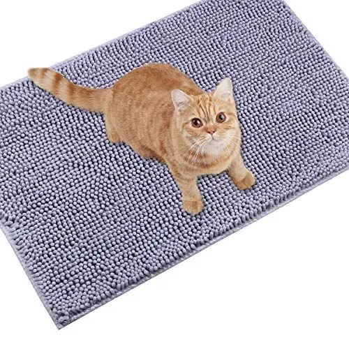 Produktbild: VIVAGLORY Katzenstreu-Matte, Streufangmatte, 80 × 50 cm Katzen Katzentoiletten Teppich mit Wasserdichter Rückseite, Superweich für Die Pfoten der Katze, Maschinenwaschbar, Grau