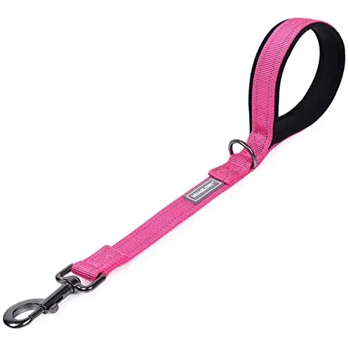 Produktbild: VIVAGLORY Kurzführer Hund Hundeleine Kurz Kurze Leine Hund Nylonleine Hundeleine Mittelgroße Große Hunde Kurzführer Hund Metallclip Hundeleine mit Kurzführer, 46 cm Länge 2,5 cm Breite, Pink