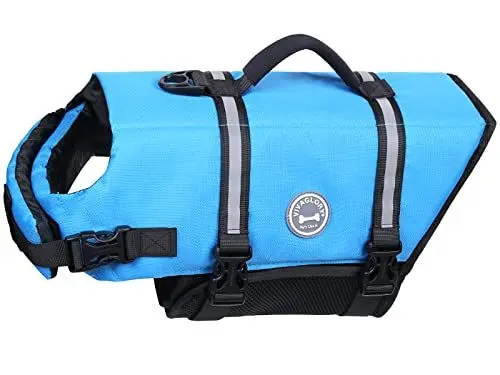Produktbild: VIVAGLORY Rip Stop Schwimmweste Hund, Hundeschwimmweste, Schwimmhilfe & Auftrieb, Rettungsweste Hund für Bootfahren, S, Blau