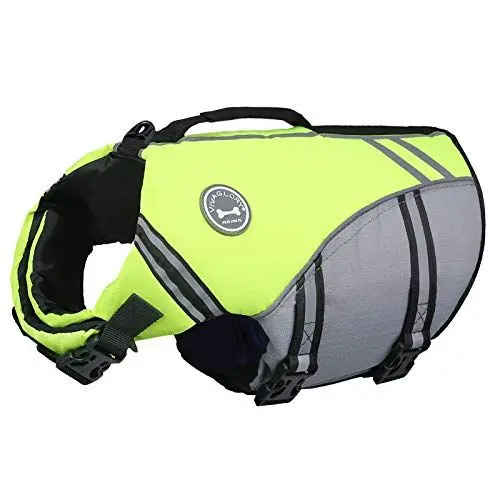 Produktbild: VIVAGLORY Sportstil Schwimmweste für Hunde mit Hervorragendem Auftrieb, Einstellbar & Langlebig Schwimmweste mit Sicherem Befestigungssystem für Kleine Hunde, Neon-Gelb