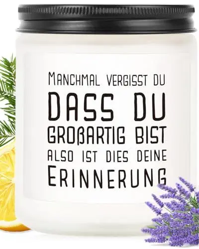 Produktbild: VivaJoy Motivationsgeschenke - Mutmacher Geschenk, Lavendel Duftkerze mit Noten von Zitrone und Zeder, Meisterhaft komponierte, Positive Geschenke für Frauen, Kollegen, Beste Freundin, Schüler