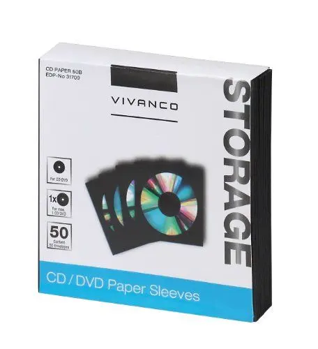 Produktbild: Vivanco CD/DVD Papier-Umschläge (50-er Pack) schwarz