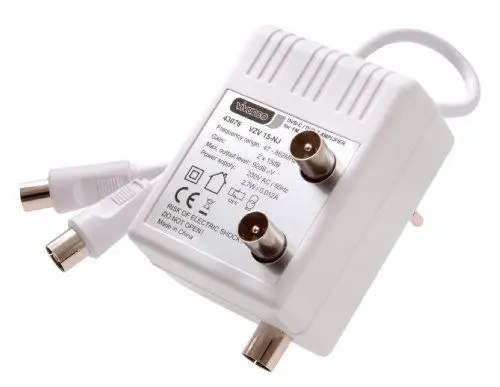 Produktbild: Vivanco STVZV 15S-NJ DVB-C / DVB-T TV-Zweigeräteverstärker (Koax-Kupplung - 2x Koax-Stecker)