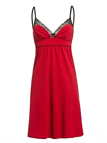Produktbild: Vive Maria Lipstick Girl Damen Negligée rot, tiefer V-Ausschnitt, unifarben, ohne Ärmel, Sleepwear, Knielang, Größe:XXL