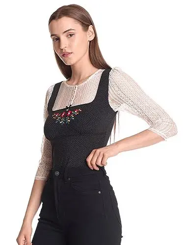 Produktbild: Vive Maria Meadow Girl Damen 3/4-Arm-Shirt Creme/schwarz Allover, Größe:XS
