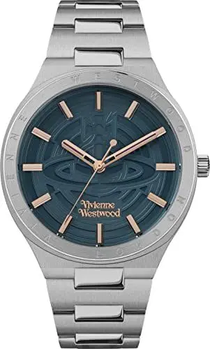 Produktbild: Vivienne Westwood Damen Quarzwerk Armbanduhr, 36.00mm GehäusegröÃŸe mit blau analog Zifferblatt und Silber Metall Armband VV257TLSL