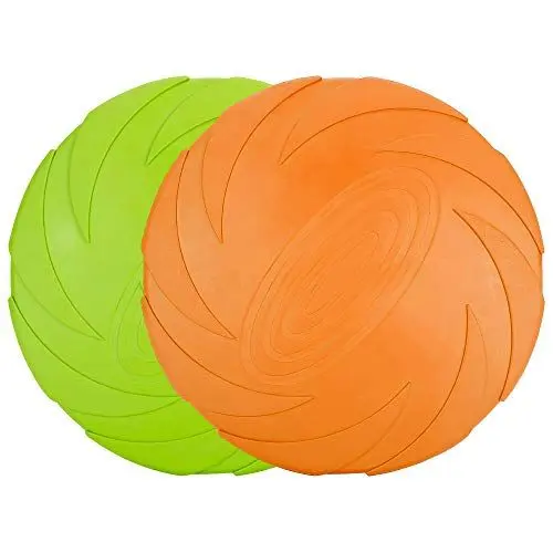 Produktbild: Vivifying Frisbee Hund, 2 Stück 15cm Hundefrisbee aus Natürlichem Kautschuk für Land und Wasser (Grün + Orange)