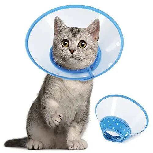 Produktbild: Vivifying Halskrause Katze, Verstellbar von 14.5-20,3 cm Leichtgewicht Schutzkragen für Welpen, Kleine Hunde und Katzen (Blau-M)