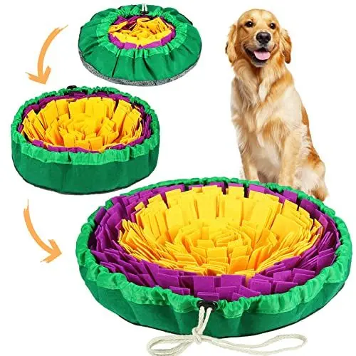 Produktbild: Vivifying Schnüffelteppich für Hunde, langlebige Hundespielzeug Große Hunde, waschbar interaktives Spielzeug, Schnüffelteppich für große Hunde und Welpen (Gelb/Lila)