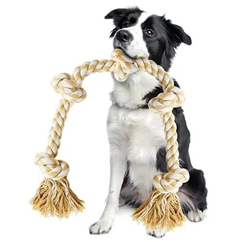 Produktbild: Vivifying Seil-Hundespielzeug, XL Unzerstörbares Hundeseilspielzeug für große Hunde, 89,9 cm, stark geknotet, interaktives Seil-Kauspielzeug für Aggressive Kauer