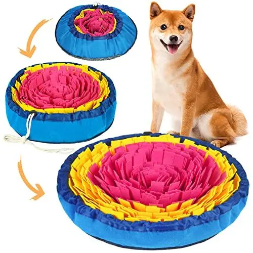 Produktbild: Vivifying schnüffelteppich für Hunde, Interaktives Schnüffelteppich Hund, Waschbar Intelligenzspielzeug für kleine und mittelgroße Hunde (Rosa/Gelb)