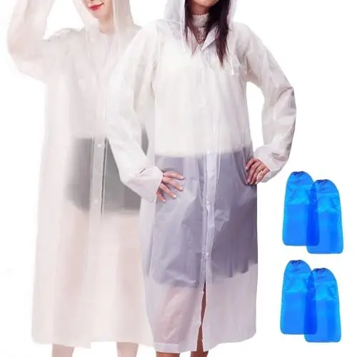 Produktbild: VIVIIHOO 2 Stück Regenponcho Regencape Transparent | Einmal Regenponcho Einweg Regenmantel Durchsichtig | Regenponcho Festival Kostüm Camping Zubehör | Unisex Regenbekleidung für Erwachsene & Kinder