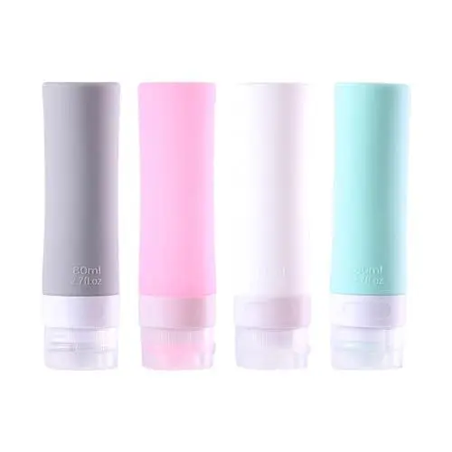 Produktbild: VIVIIHOO Silikon Reiseflaschen Set, Auslaufsichere 80ml Reiseflaschen zum Befüllen, Nachfüllbar Tragbares Reiseflaschen Set, Kosmetikflaschen für Lotion, Shampoo und mehr.