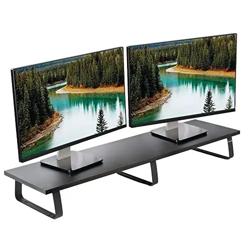 Produktbild: VIVO 39 inch Extra Long Monitor Stand, Wood & Steel Desktop Riser, Dual Screen, TV, Keyboard, Laptop, Ergonomic Desk and Tabletop Organizer, Black, STAND-V000DL…