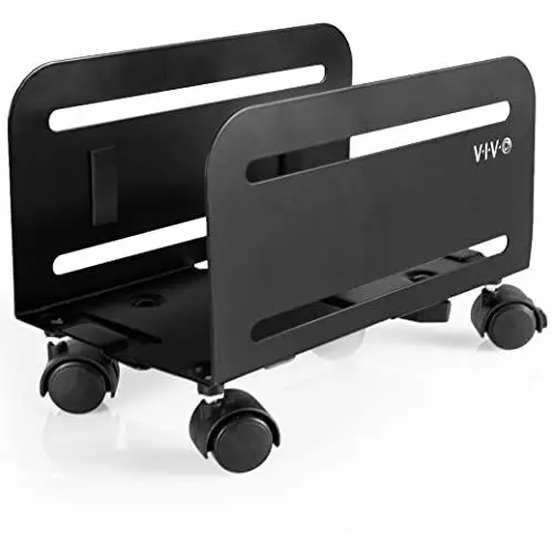 Produktbild: VIVO Computer Tower Desktop ATX-Case, CPU Steel Rolling Stand, 4.7 to 8.2 inch Wide Adjustable Mobile Cart Holder with Locking Caster Wheels, Gaming PC Holder, Black, CART-PC01…