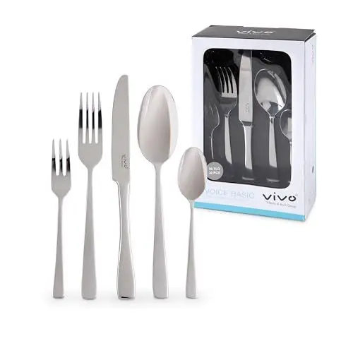Produktbild: vivo by Villeroy und Boch Group - Voice Basic Tafelbesteck, 30-tlg., für bis zu 6 Personen, Edelstahl, rostfrei, spülmaschinengeeignet