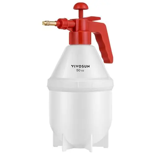 Produktbild: VIVOSUN 1,5L Handsprüher mit Verstellbarer Messingdüse für Garten- und Rasenpflege, Pumpsprüher Gartenspritze für Pflanzenbesprühen, Autopflege und andere Reinigungsmittel, Rot