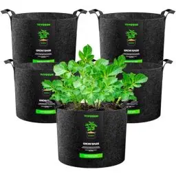 Produktbild: VIVOSUN 5er-Packung 100L hochbelastbare verdickte Stofftöpfe, Pflanzsack aus Vliesstoff mit Griffen für Gemüse, Blumen, Früchte, Gewächshaus und Garten