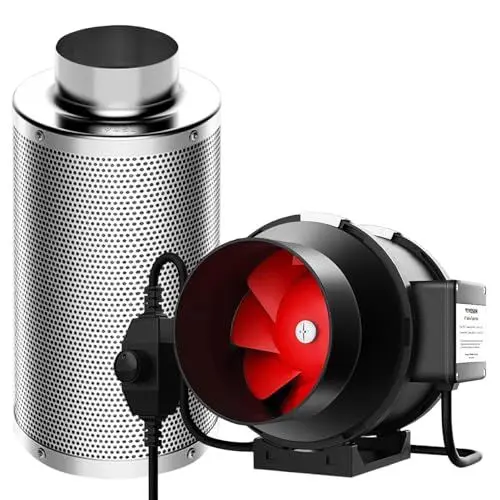 Produktbild: VIVOSUN Abluftset 150mm Rohrventilator,663m³/h EC-Motor Abluftventilator mit 100x300mm Aktivkohlefilter,leiser Rohrlüfter,R6 Rohrventilator für Indoor Growbox, Growzelt und Gewächshaus Hydrokultur