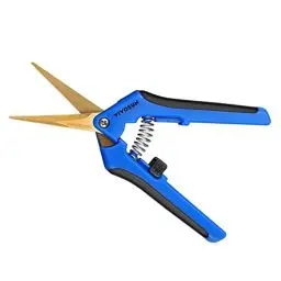 Produktbild: VIVOSUN Gartenschere 16,5cm Ernteschere mit Gebogenen Titanbeschichteten Klingen, Feststellgriff, Pflanzenschere für Blumen Rosen Früchte Pflanzen Garten, Blau