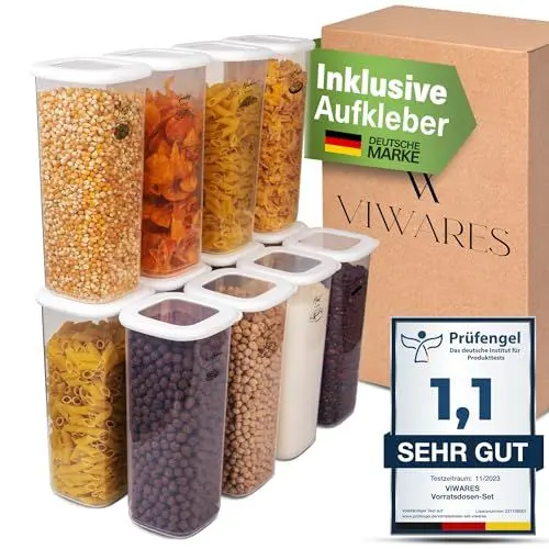 Produktbild: Viwares Vorratsdosen mit Deckel Luftdicht, 12er Vorratsbehälter Set BPA-Frei, Vorratsdose zur Müsli Mehl Aufbewahrung Küche, Praktische Organizer Küche, Frischhaltedosen für Lebensmittelaufbewahrung