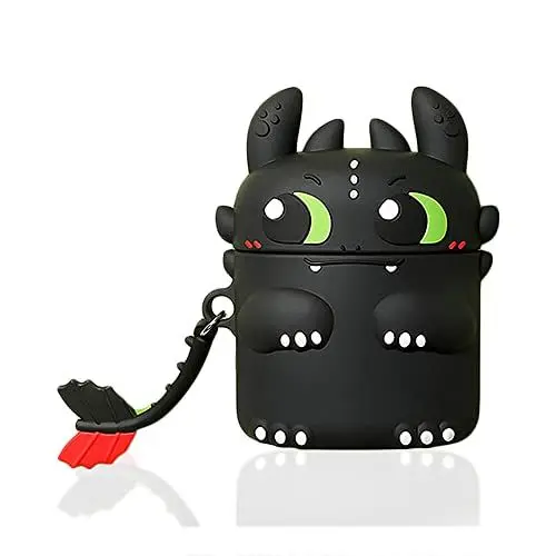 Produktbild: Viwind AirPods 1 2 Hülle Silikon Anime,Funny Cute 3D Cartoon Weiches Airpods 1 2 Generation Schutzhülle und Haut Case Cover,Kabelloses Laden&Stoßfeste-Toothless