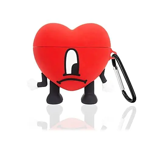 Produktbild: Viwind AirPods 1 2 Hülle Silikon Anime,Funny Cute 3D Cartoon Weiches Airpods 1 2 Schutzhülle und Haut Case Cover mit karabiner,Kabelloses Laden&Stoßfeste-Bad Bunny