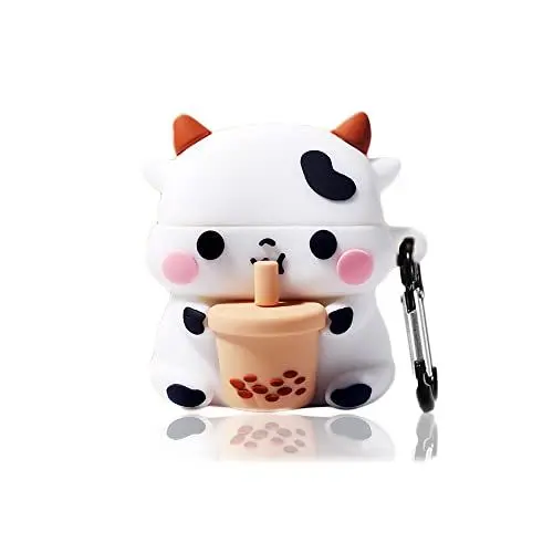 Produktbild: Viwind AirPods 3 Hülle Silikon Anime,Funny Cute 3D Cartoon Weiches Airpods 3 Generation Schutzhülle und Haut Case Cover mit karabiner,Kabelloses Laden&Stoßfeste-Milk Tea