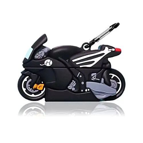 Produktbild: Viwind AirPods 3 Hülle Silikon Anime,Funny Cute 3D Cartoon Weiches Airpods 3 Generation Schutzhülle und Haut Case Cover mit karabiner,Kabelloses Laden&Stoßfeste-Motorcycle