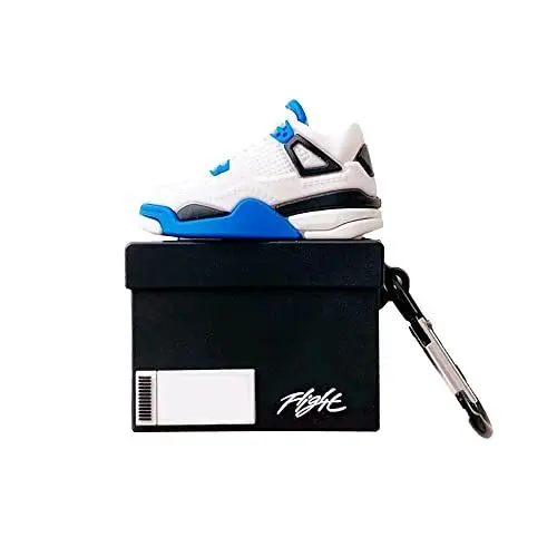 Produktbild: Viwind AirPods 3 Hülle Silikon Anime,Funny Cute 3D Cartoon Weiches Airpods 3 Generation Schutzhülle und Haut Case Cover mit karabiner,Kabelloses Laden&Stoßfeste-White&Blue Shoes