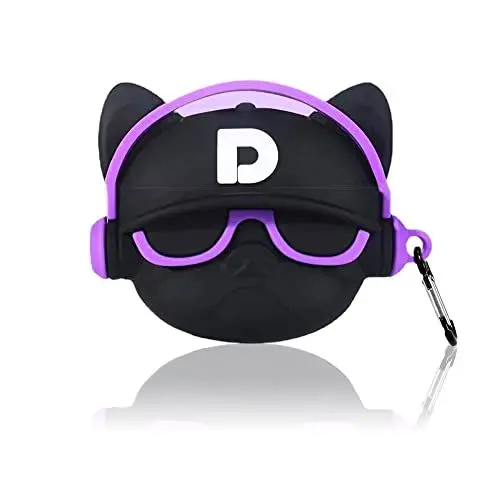 Produktbild: Viwind AirPods Pro 2nd Hülle Silikon Anime,Funny Cute 3D Cartoon Weiches Airpods Pro 2 2022 Schutzhülle und Haut Case Cover mit karabiner,Kabelloses Laden&Stoßfeste-Purple Bulldog