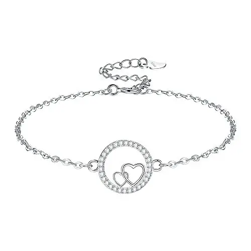 Produktbild: Viwind Liebe Herz Armband für Damen 925 Sterling Silber Zirkon Armband für Mädchen 22+4cm Einstellbar Bestes Geschenk mit Geschenkbox