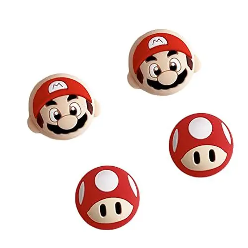 Produktbild: Viwind Switch Joystick Kappen Thumb Grips Kompatibel mit Nintendo Switch/OLED/Lite Controller Zubehör,4 Stück Silikon Analog Thumbstick Joy Con Grip(Mario)